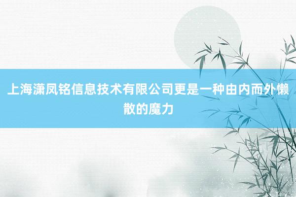 上海潇凤铭信息技术有限公司更是一种由内而外懒散的魔力